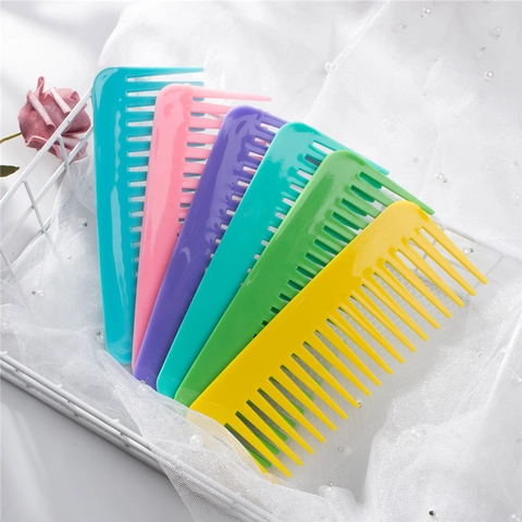 Professional Wide Tooth Comb Plastic Detangling Massage Hair Styling Tool For Curly Thick Hair Portable