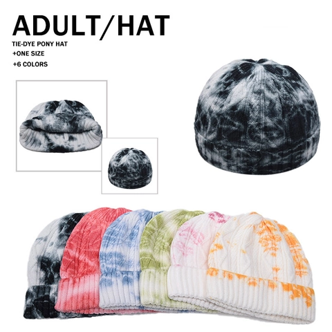 Zopfstrick Tie-Dye Beanie Mütze Acryl Warm Winter Streetwear Docker Cap Für Damen Herren Weich