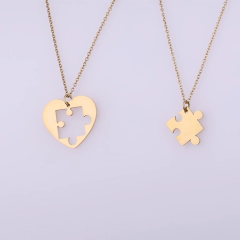 Collane Cuore Puzzle Acciaio Inossidabile 304 Placcato Oro 18K Per Coppie Amanti Ciondolo Geometrico Romantico Gioielli