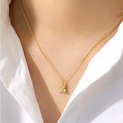 Collana Con Ciondolo Orsetto Carino Rame Placcato Gioielli Animali 3D Per Donne Ragazze Accessori Moda