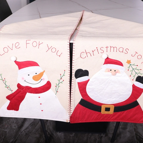 Christmas Table Runner Santa Claus Snowman Embroidery Cloth Festive Dining Table Decor Red White Elegant Holiday Ornament