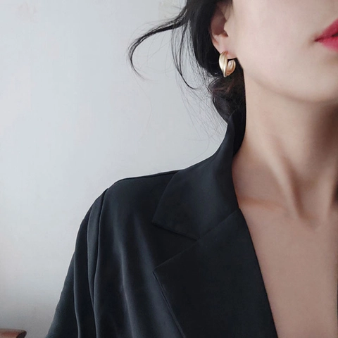 Geometric Twisted Hoop Earrings For Women Matte Gold Metal With 925 Sterling Silver Earring Post Minimalist Irregular