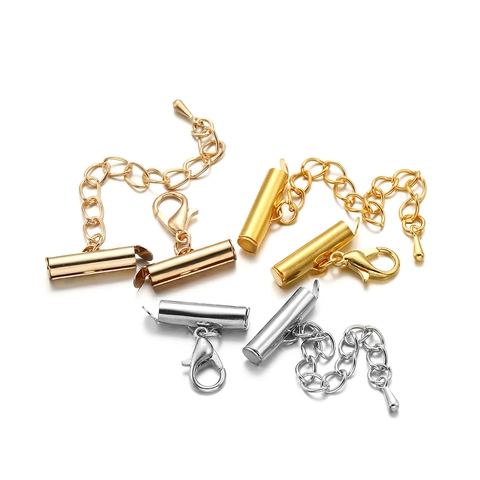 Schuifbuis Eindsluitingen Met Karabijnsluiting En Verlengketting IJzer Metaal Voor DIY Sieraden Maken Multi-Strand Connectoren