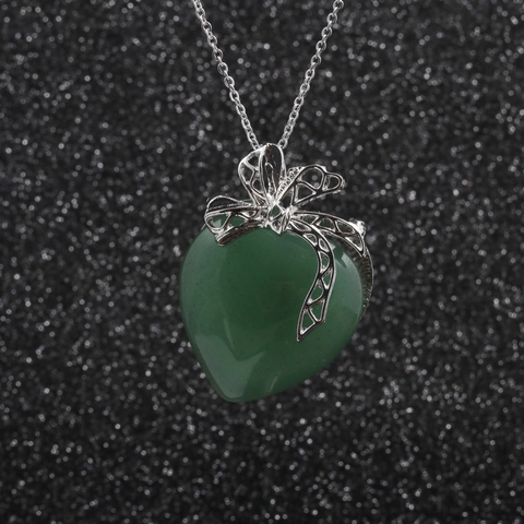 Collar Colgante Corazón Piedra Natural Cadena Acero Inoxidable Lazo Aleación Joyería Romántica Regalo Mujeres
