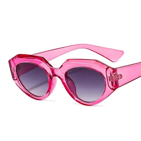 Geometric Irregular Cat Eye Sunglasses For Women Men Fashion Retro Thick Frame UV400 Outdoor Travel Eyewear