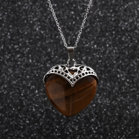 Collana Con Pendente A Cuore In Pietra Naturale Con Fiocco In Lega Filigranata Catena O In Acciaio Inossidabile Per Donna