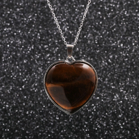 Collana Con Pendente A Cuore In Pietra Naturale Catena In Acciaio Inossidabile Castone In Lega Gioielli Da Donna