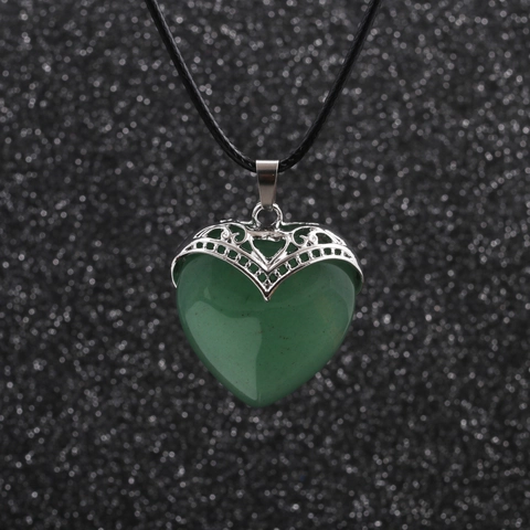 Collar Con Colgante De Corazón Vintage Piedra Preciosa Aleación Filigrana Piedra Natural Cordón De Cera Joyería Retro