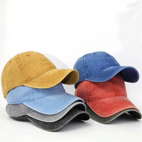 Washed Cotton Baseball Cap Adjustable Retro Solid Color Outdoor Sport Sunshade Hat Vintage Style Unisex