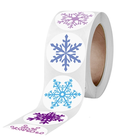 Adesivi Fiocco Di Neve Natale Decorativi Feste Etichette Adesive Rotonde Motivi Tema Invernale Confezione Regalo