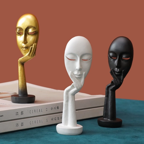 Nordic Abstract Thinker Sculpture Resin Face Statue Miniature Modern Art Ornament For Home Office Desktop Decor