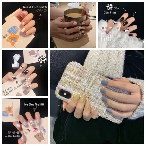 Waterproof Matte Nail Stickers Cow Print Contrast Color Mixed Patterns DIY Manicure Art For Women Girls