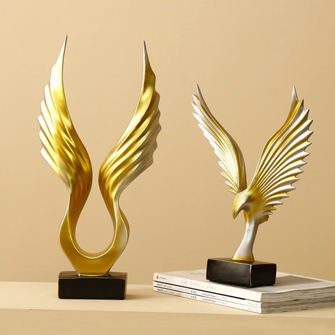 Abstract Angel Wings Statue Modern Resin Eagle Sculpture Minimalist Nordic Style Home Office Desktop Decor Art Ornament