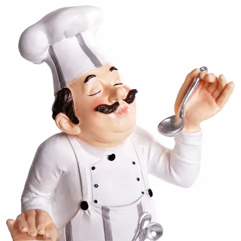Resin Chef Figurine Fat Chef Statue Creative Kitchen Home Restaurant Cafe Bar Desktop Decor Ornament Hand Painted