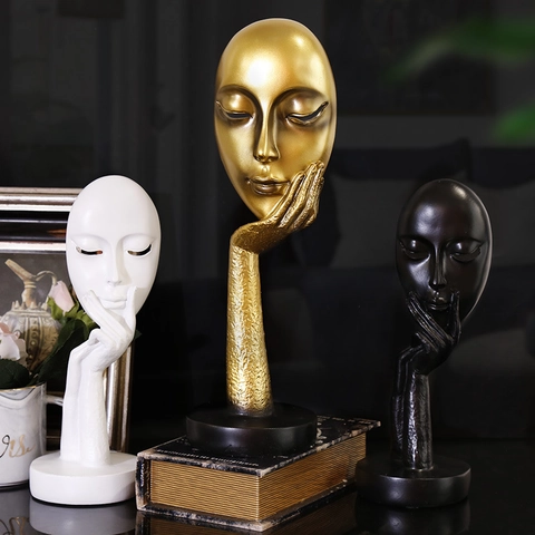 Abstract Face Sculpture Resin Statue Modern Thinker Ornament For Home Office Table Shelf Decor Art Figurine