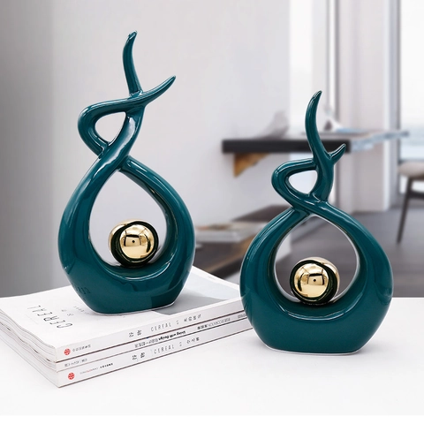 Escultura Abstracta De Cerámica Figura De Arte Moderno Hueca Esfera Metálica Decoración Hogar Salón Oficina Estilo Nórdico