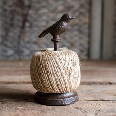 Vintage Cast Iron Twine Holder Dispenser Natural Jute Rope Antique Sewing Machine Bird Cat Shape Retro Desk Organizer