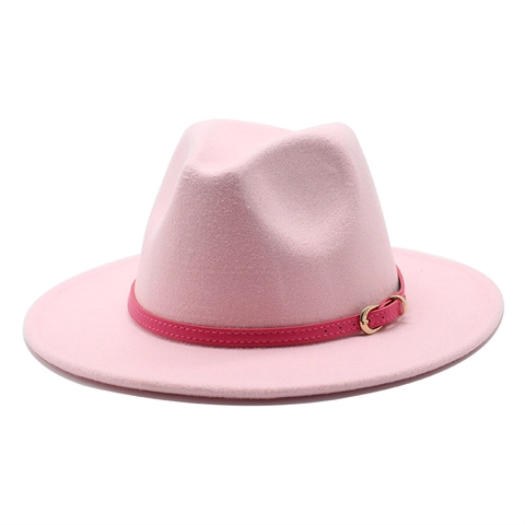 Vintage Wool Felt Fedora Hat Wide Brim Jazz Cap With Decorative Belt Buckle For Men Women Retro Style Fashion