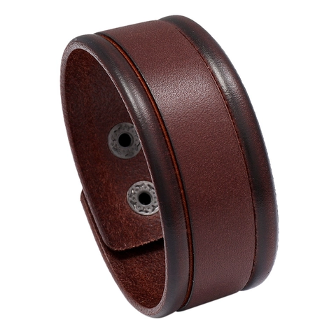 Bracciale Largo In Pelle Di Vacchetta Punk Vintage Con Bottoni A Pressione In Metallo Regolabili Per Uomo E Donna Stile Biker