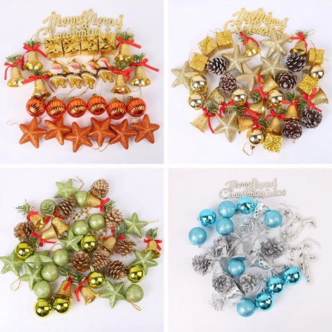 Ornamenti Appesi Albero Di Natale Pigne Plastica Campanelli Stelle Palle Per Decorazione Festa Casa Stili Assortiti Diverse Forme