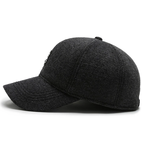 Men Woolen Winter Baseball Cap With Ear Protection Thickened Warm Windproof Outdoor Golf Hat Adjustable