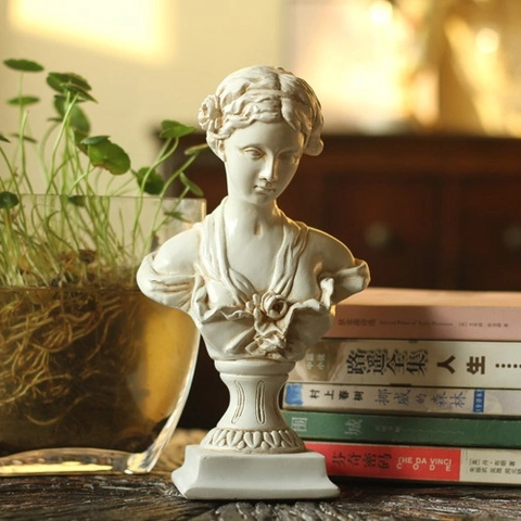 Creative Natural Resin Venus Girl Bust Sculpture Nordic Minimalist Art Figurine For Living Room Desktop Decoration Ornament