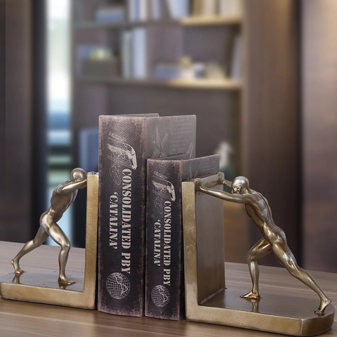 Fermalibri Artistici Figura Umana Resina Bronzo Oro Nordic Minimalista Supporto Libri Pesanti Arredo Ufficio
