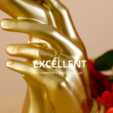 Escultura De Mano Con Rosa Figura Artística Resina Nórdica Oro Piedra Decoración Hogar Escritorio Estatua Lujo Ornamento