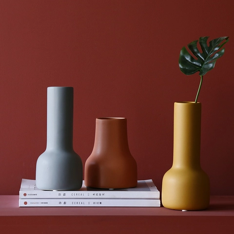Jarrón De Cerámica Morandi Nórdico Mate Geométrico Minimalista Florero Para Decoración De Mesa De Oficina Adorno De Arte Hecho A Mano