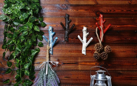 Branch Shape Cast Iron Wall Mounted Coat Hooks Retro Distressed Decorative Hat Rack Rustic Country Style Home Storage