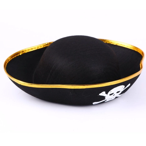 Piraten Kapitän Hut Filz Totenkopf Halloween Cosplay Kostüm Party Requisite Für Kinder Gold Silber Besetzt