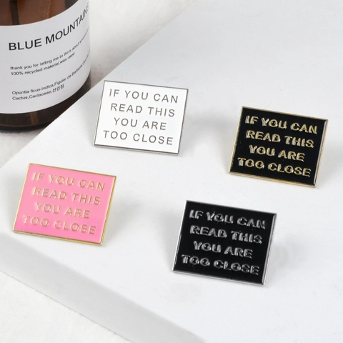 Funny Slogan Enamel Pin Alloy Square Brooch Warning Sign Social Distancing Jewelry Badge Accessory For Clothes Backpack