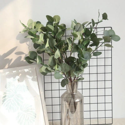 Rama De Eucalipto Artificial Hojas De Manzano Satén Plástico Estilo Nórdico Decoración Hogar Boda Jarrón Accesorios Fotografía