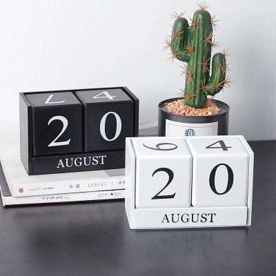 Calendrier Perpétuel En Bois Nordique Bloc De Bureau Manuel Décoration Minimaliste Moderne Pour Bureau À Domicile Et Salon