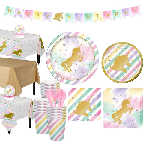 Tovaglia Unicorno Usa E Getta In Plastica PE Impermeabile Per Decorazioni Per Feste Di Compleanno Bambini Motivo A Stelle Bronzatura