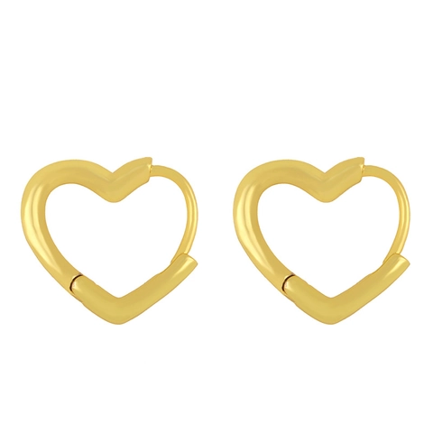 Heart Star Hoop Earrings Gold Plated Copper Cubic Zirconia Minimalist Hollow Hinged Ear Jewelry For Women Girls