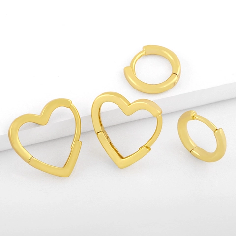 Orecchini A Cerchio Geometrici Minimalisti Cuore Tondo Placcati Oro Rame Stile Ins Gioielli Carini Per Donne