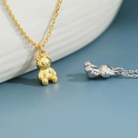 Collana Con Ciondolo Orsetto Carino Rame Placcato Gioielli Animali 3D Per Donne Ragazze Accessori Moda