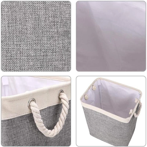 Laundry Hamper Dirty Clothes Basket Foldable Fabric Storage Bin With Lid And Inner Mesh Bag Cotton Rope Handles For Home