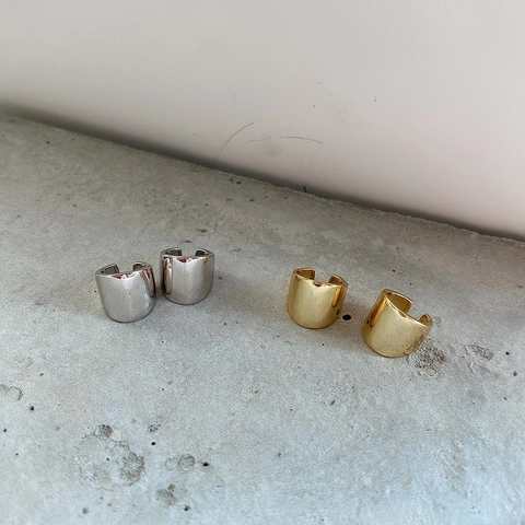 Minimalistische 925 Sterling Silber Ohrmanschetten Nicht Durchstochen Breit Gesicht C-Form Geometrischer Clip Auf Schmuck