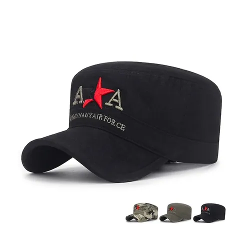 Cadet Army Cap 100% Cotton Adjustable Outdoor Sunshade Hat Military Embroidery Style For Men Women