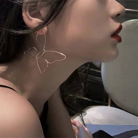 Vlinder Holle Geometrische Oorbellen 14K Verguld Koper Extra Groot Minimalistisch Esthetisch Sieraden Voor Vrouwen Mode