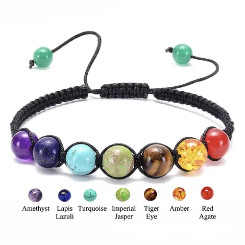 Seven Chakra Bracelet Natural Lava Stone Tiger Eye Turquoise Amethyst Healing Beads Yoga Energy Jewelry For Men Women
