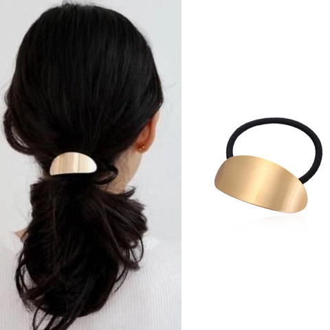 Gomas De Pelo Mujeres Aleación Decoración Metal Ovalada Minimalista Geométrico Soporte Coleta Moderno Liso Cepillado Mate Accesorios