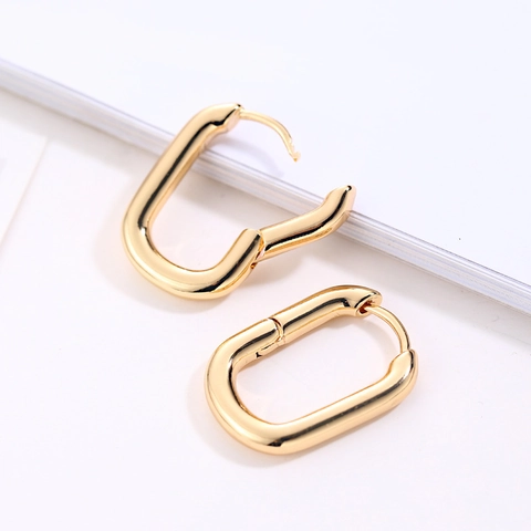 Vintage Minimalist 925 Sterling Silver Post Oval U-Shaped Hoop Earrings Gold Silver Plated Geometric Jewelry For Women