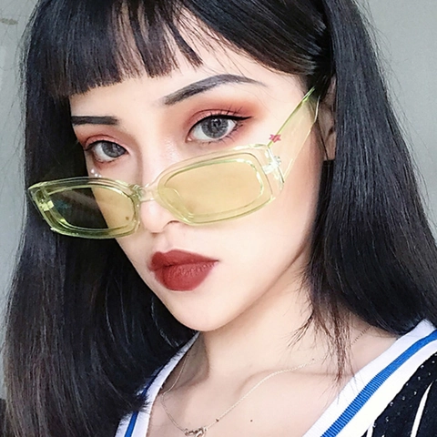 Occhiali Da Sole Rettangolari Retro UV400 Montatura In PC Trasparente Stile Hip Hop Vintage Per Uomo Donna