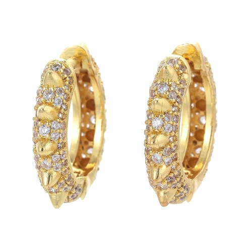 U-Vormige Hoop Oorbellen Koper Zirkoon Micro Pave Geometrische Punk Spike Klinknagel Mode Accessoires Voor Vrouwen