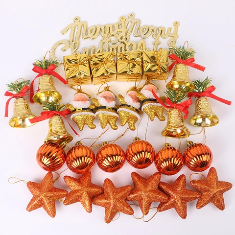 Ornamenti Appesi Albero Di Natale Pigne Plastica Campanelli Stelle Palle Per Decorazione Festa Casa Stili Assortiti Diverse Forme