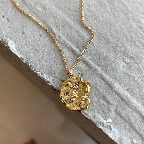 Collana In Argento Sterling 925 Con Pendente A Consistenza Fusa Irregolare Gioielli Moneta Vintage Minimalisti Placcati Oro