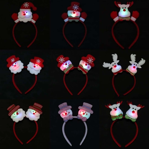 Weihnachts LED Stirnband Weihnachtsmann Schneemann Rentier Leuchtende Haarreifen Party Dekoration Kinder Erwachsene Plüsch